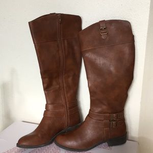 Tall faux leather brown boots new w/out tags
